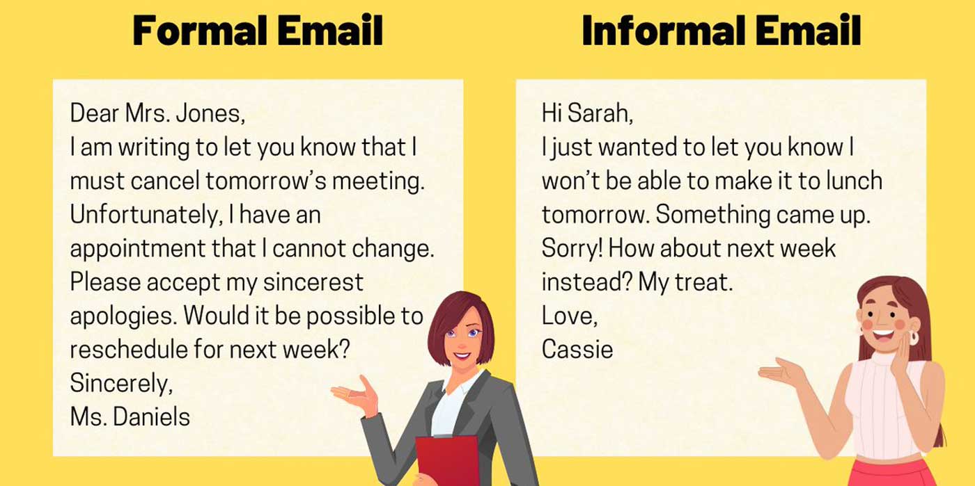 نوشتن ایمیل رسمی و غیررسمی انگلیسی english